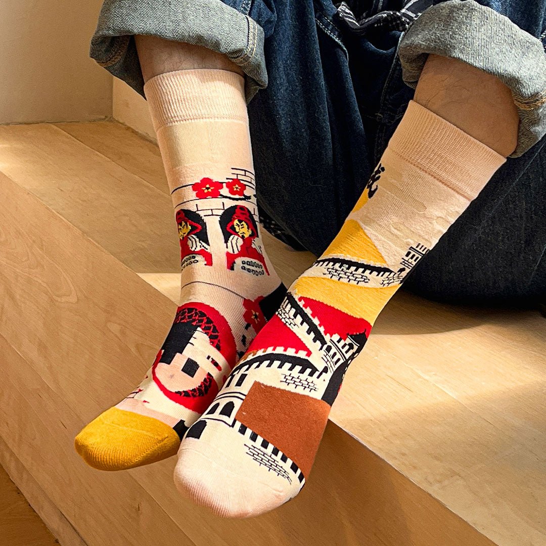 Calcetines divertidos de algodón "sin costuras". LA GRAN MURALLA CHINA - Kylie Crazy