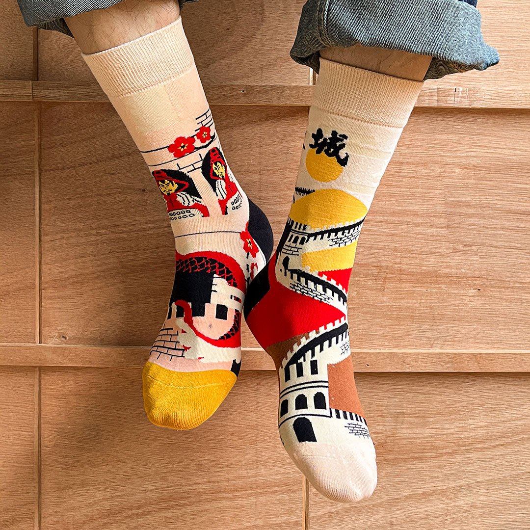 Calcetines divertidos de algodón "sin costuras". LA GRAN MURALLA CHINA - Kylie Crazy