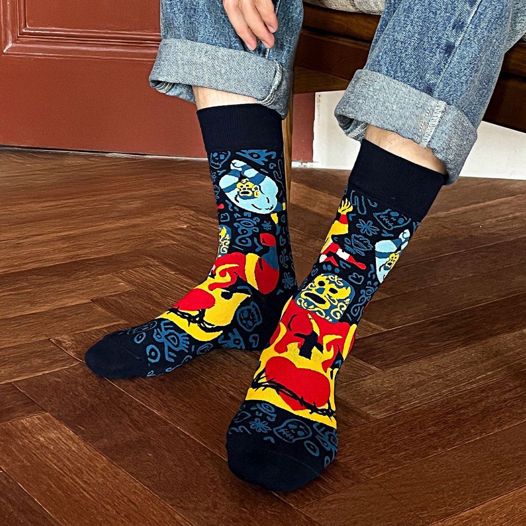 Calcetines divertidos de algodón "sin costuras". LUCHADOR MEXICANO - Kylie Crazy