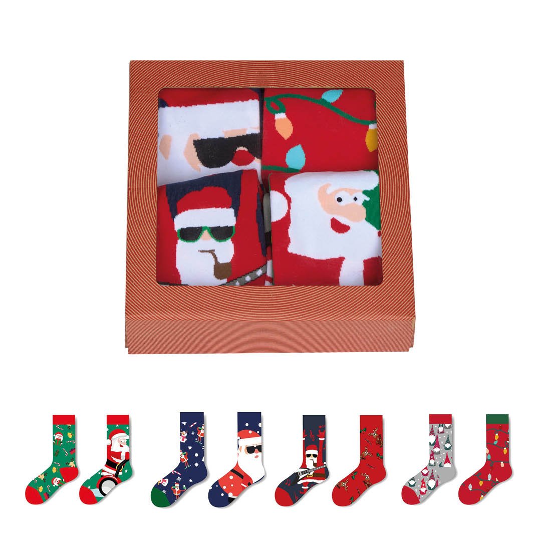 Pack 4 Calcetines Navidad Mujer de algodon, Calcetines muy confortables, suaves y calentitos. - Kylie Crazy