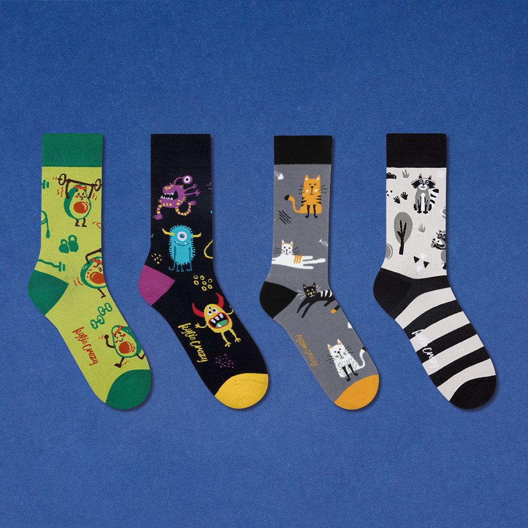 Pack CUMPLEAÑOS 4 pares calcetines divertidos + caja y print incluido - Kylie Crazy