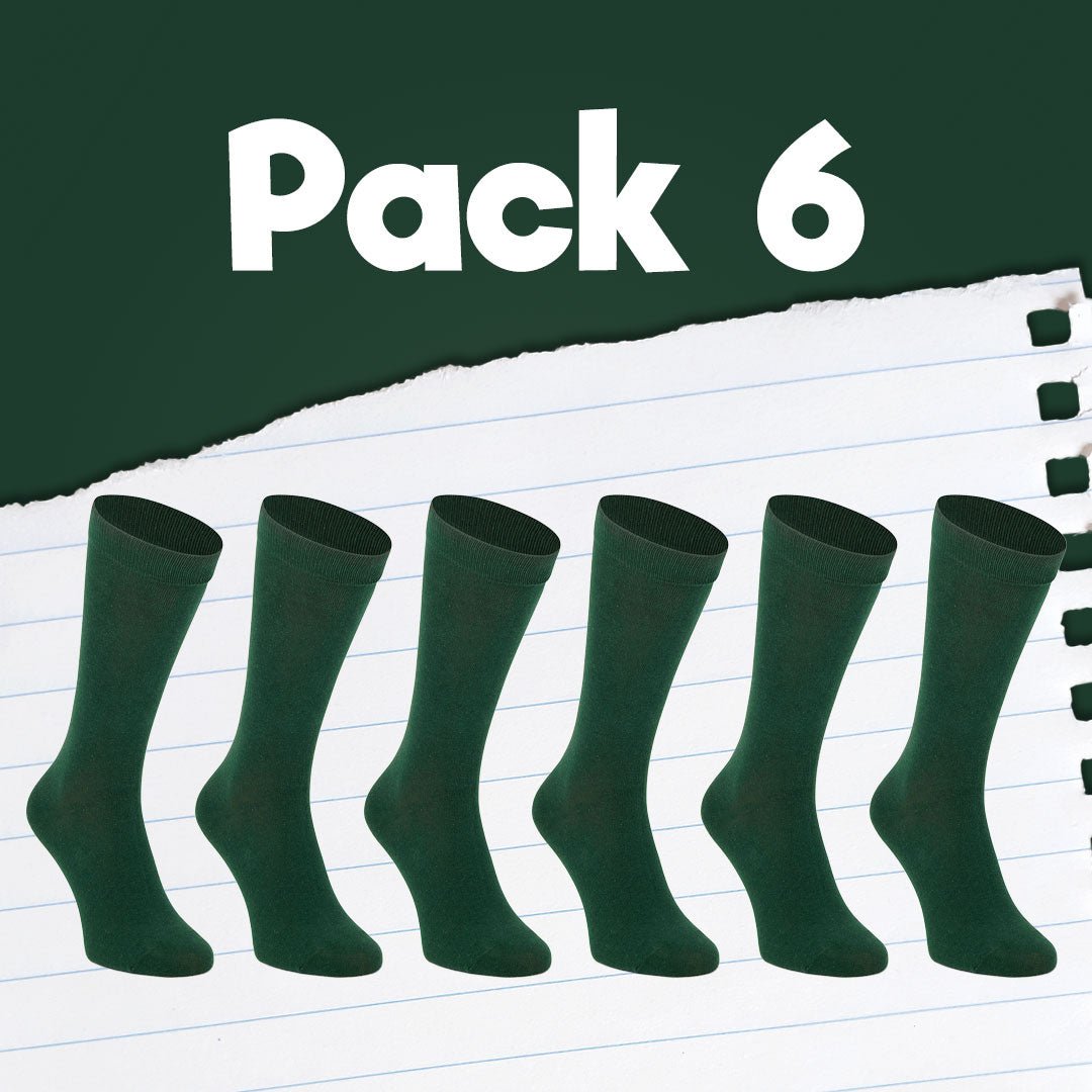 Pack de 6 pares de calcetines colegiales media caña de algodón Verde - Kylie Crazy