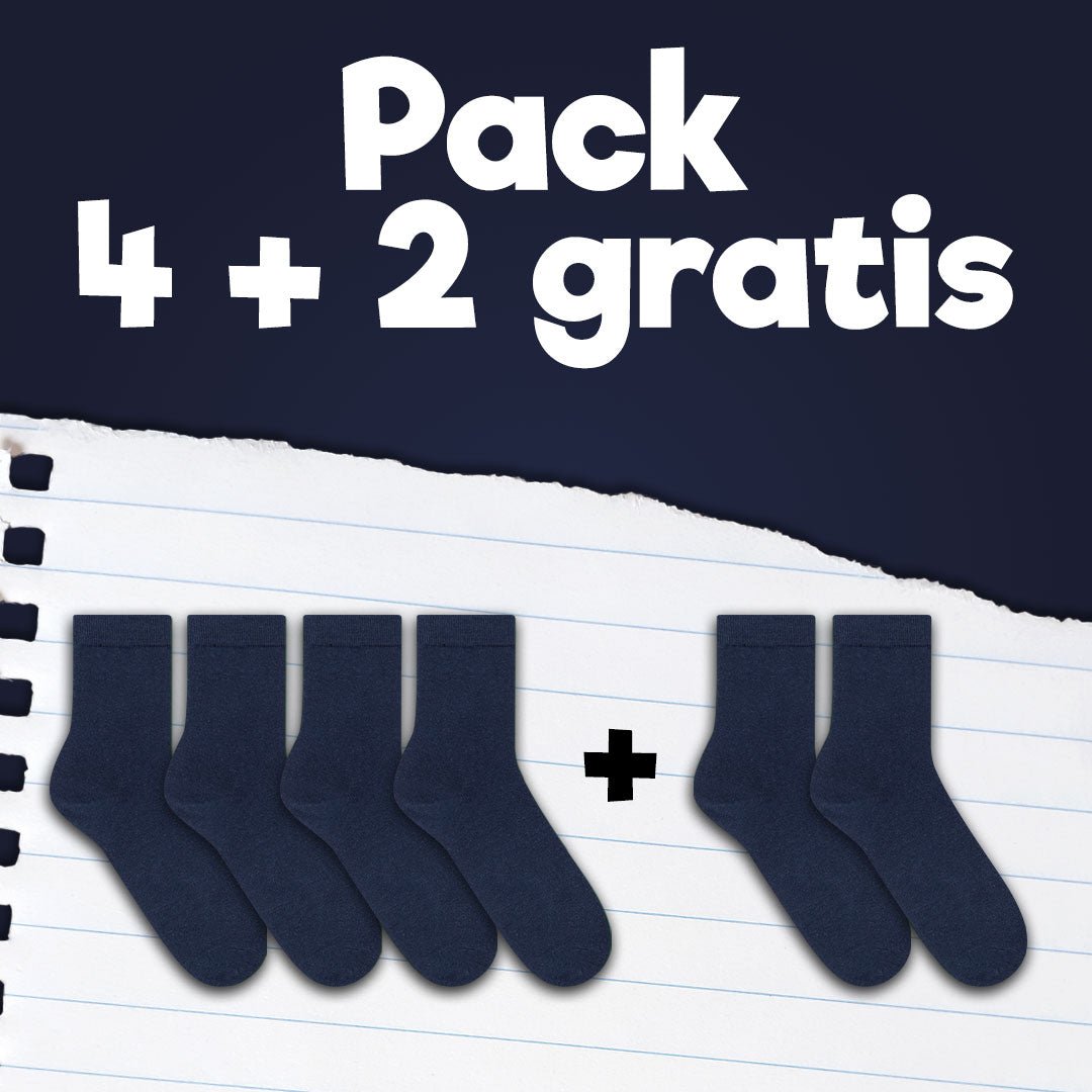 Pack de calcetines colegiales 4 pares + 2 Gratis cortos de algodón Azul marino - Kylie Crazy