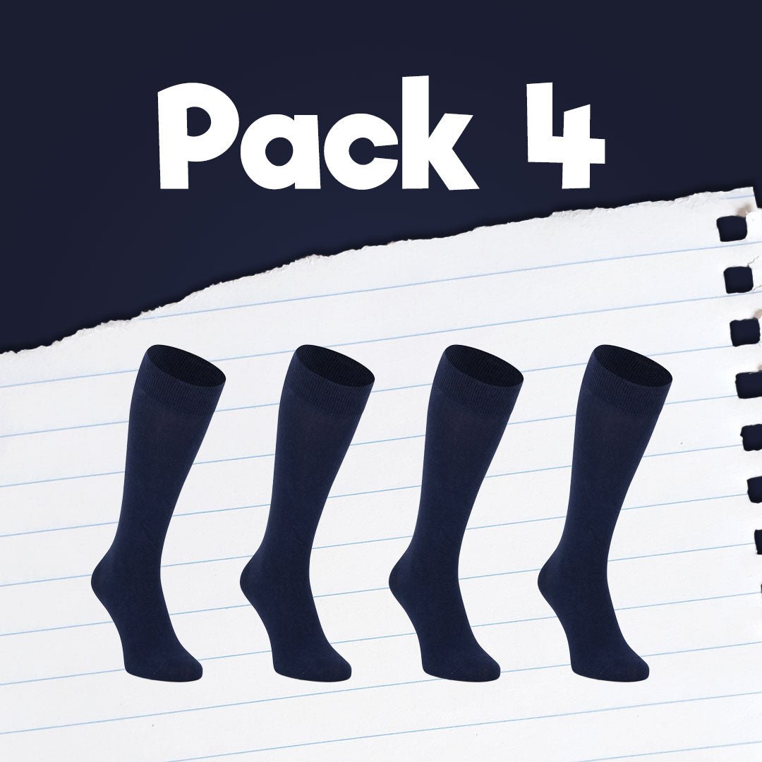 Pack de calcetines colegiales 4 pares media caña de algodón Azul marino - Kylie Crazy
