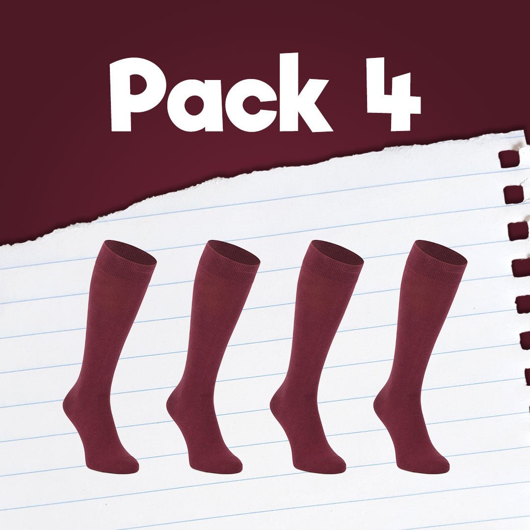 Pack de calcetines colegiales 4 pares media caña de algodón Granate - Kylie Crazy