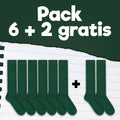 Pack de calcetines colegiales 6 pares + 2 Gratis media caña de algodón Verde - Kylie Crazy