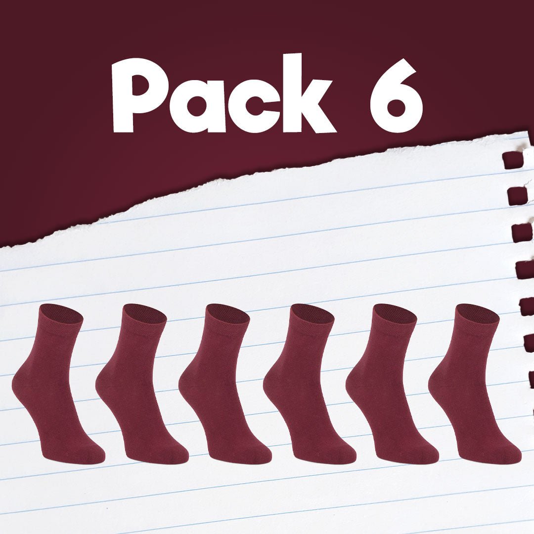 Pack de calcetines colegiales 6 pares cortos de algodón Granate - Kylie Crazy