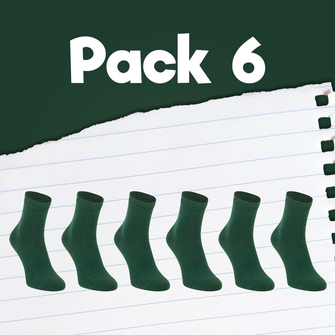 Pack de calcetines colegiales 6 pares cortos de algodón Verde - Kylie Crazy