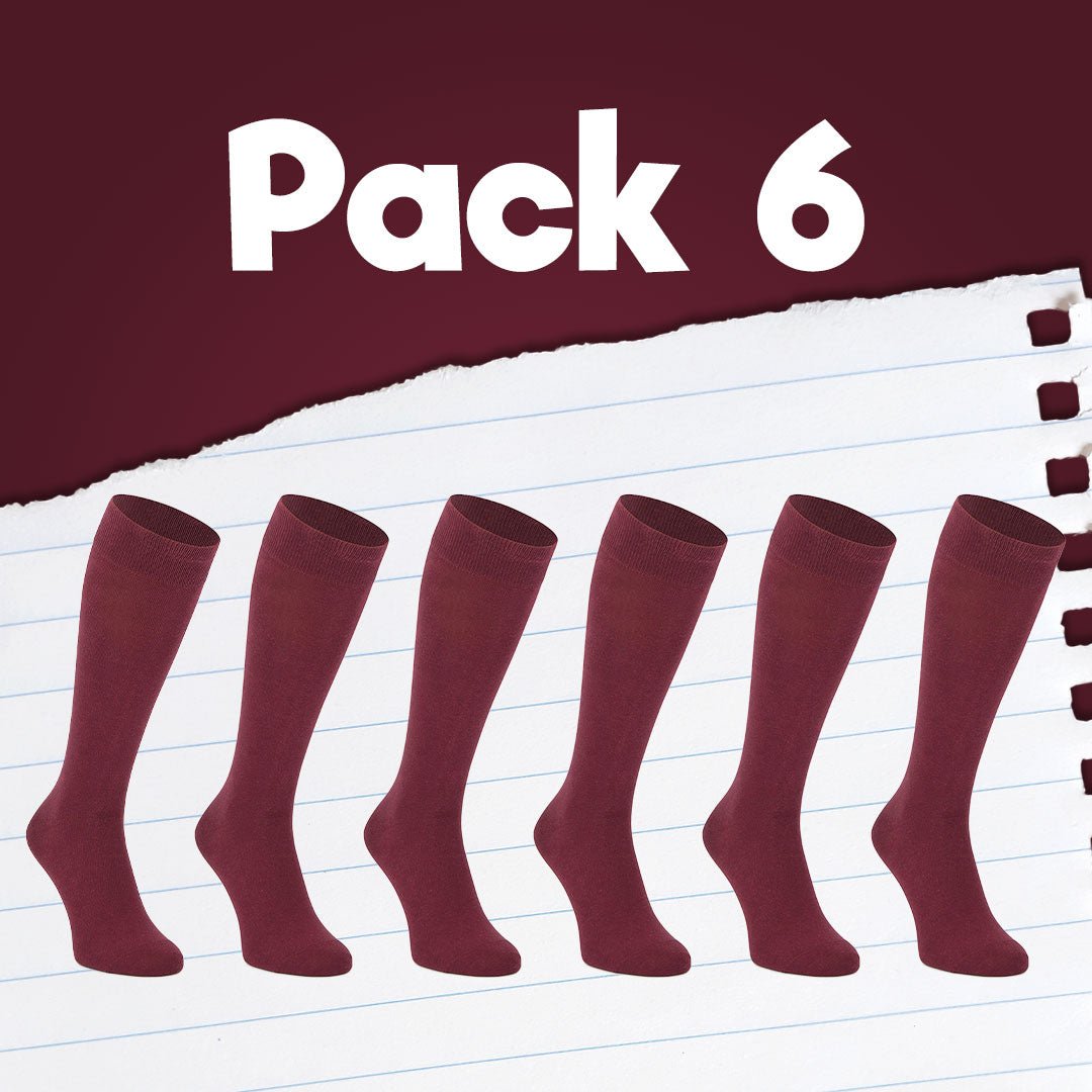 Pack de calcetines colegiales 6 pares media caña de algodón Granate - Kylie Crazy