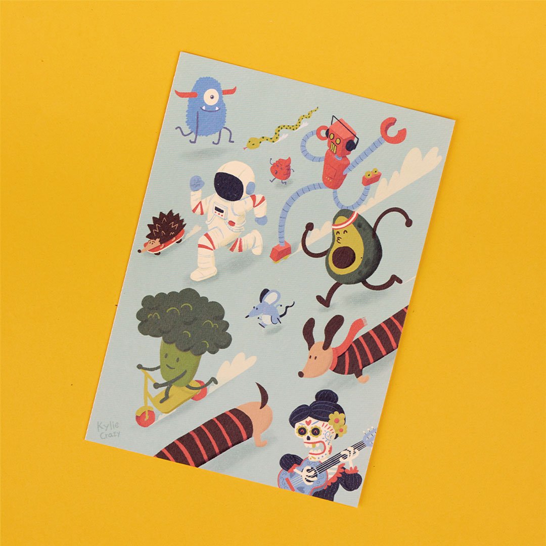 Pack de regalo 4 pares calcetines divertidos + caja y print incluido - Kylie Crazy