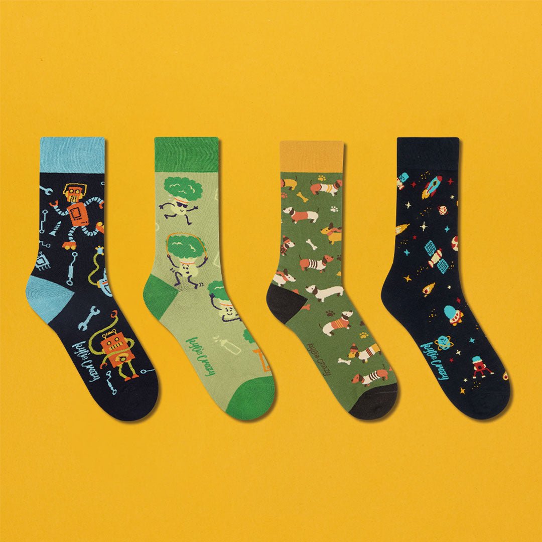 Pack de regalo 4 pares calcetines divertidos + caja y print incluido - Kylie Crazy