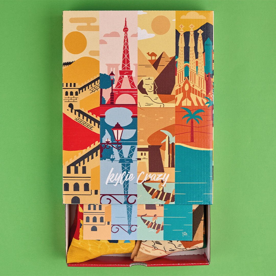 Pack de regalo 4 pares calcetines "Monumentos" + caja y print incluido (Copia) - Kylie Crazy