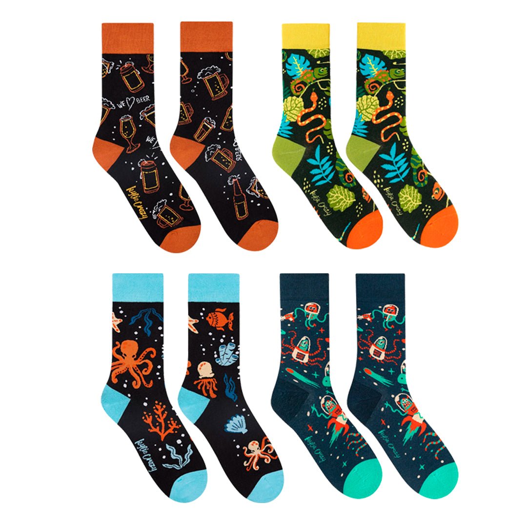 Pack Día del Padre “DaddyGator” – 4 Calcetines Divertidos + Caja Regalo y Print incluido - Kylie Crazy