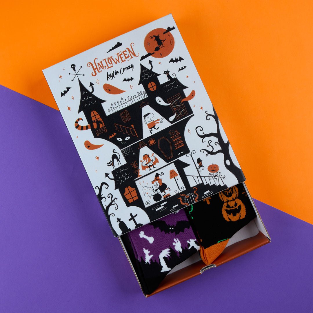Pack HALLOWEEN 4 pares calcetines terroríficos + caja y print incluido - Kylie Crazy