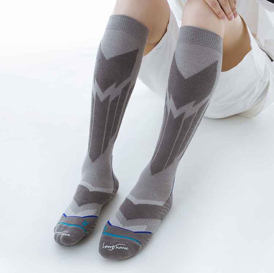 Calcetines de hombre largos para ESQUI con acolchados técnicos por zonas, especiales para frio, Gris-Kylie Crazy