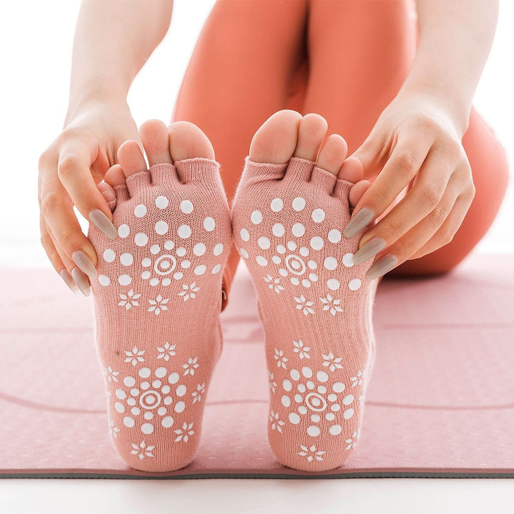 Calcetines Yoga rosa sin dedos para mujer con punta abierta sin espalda-Kylie Crazy