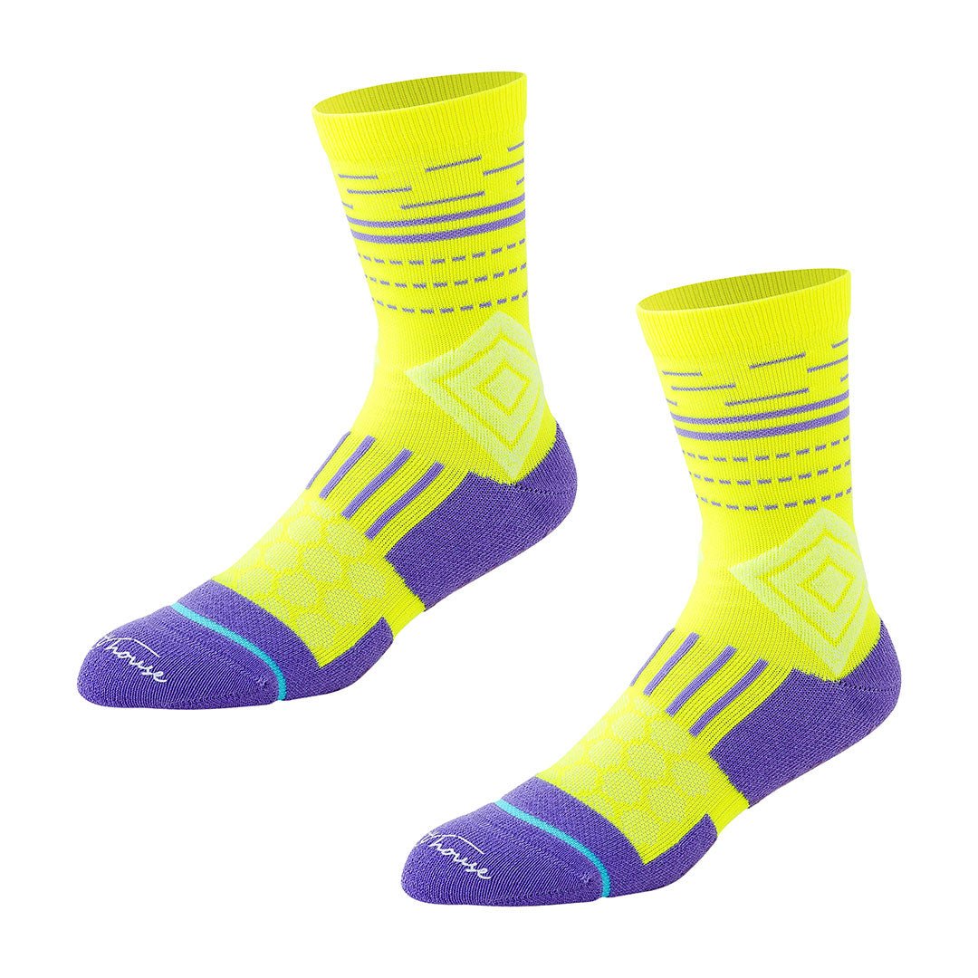 Calcetines deportivos antideslizamiento para hombre con acolchado tecnico por zonas y ajustes sin costuras, amarillos-Kylie Crazy