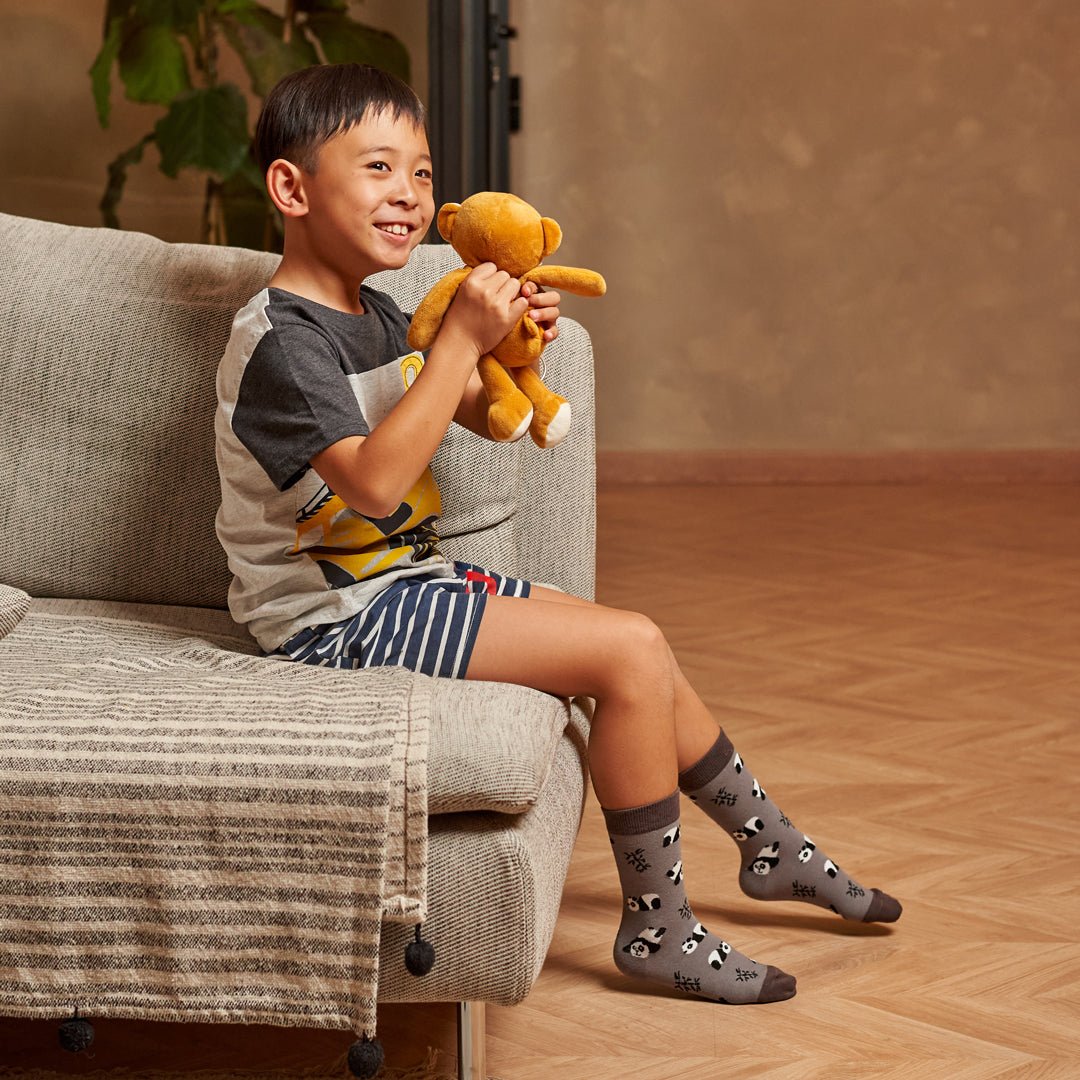 Calcetines divertidos "Oso Panda" de algodón para niño, resistentes y originales-Kylie Crazy