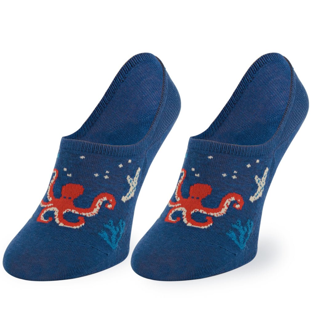 Calcetines invisibles de algodón, divertidos y originales en color azul marino. "Pulpo"-Kylie Crazy