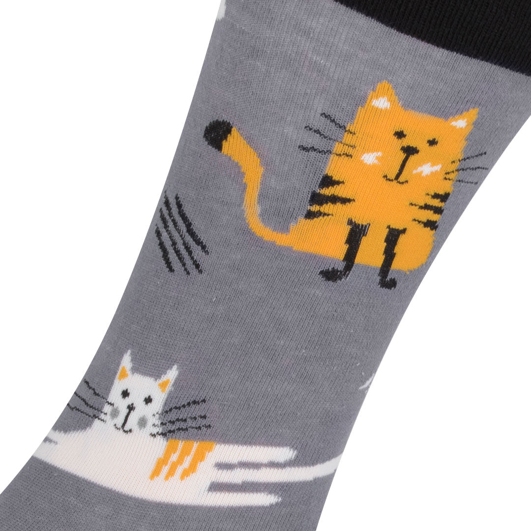 Calcetines invisibles de algodón, divertidos y originales en color gris. "Gatos"-Kylie Crazy