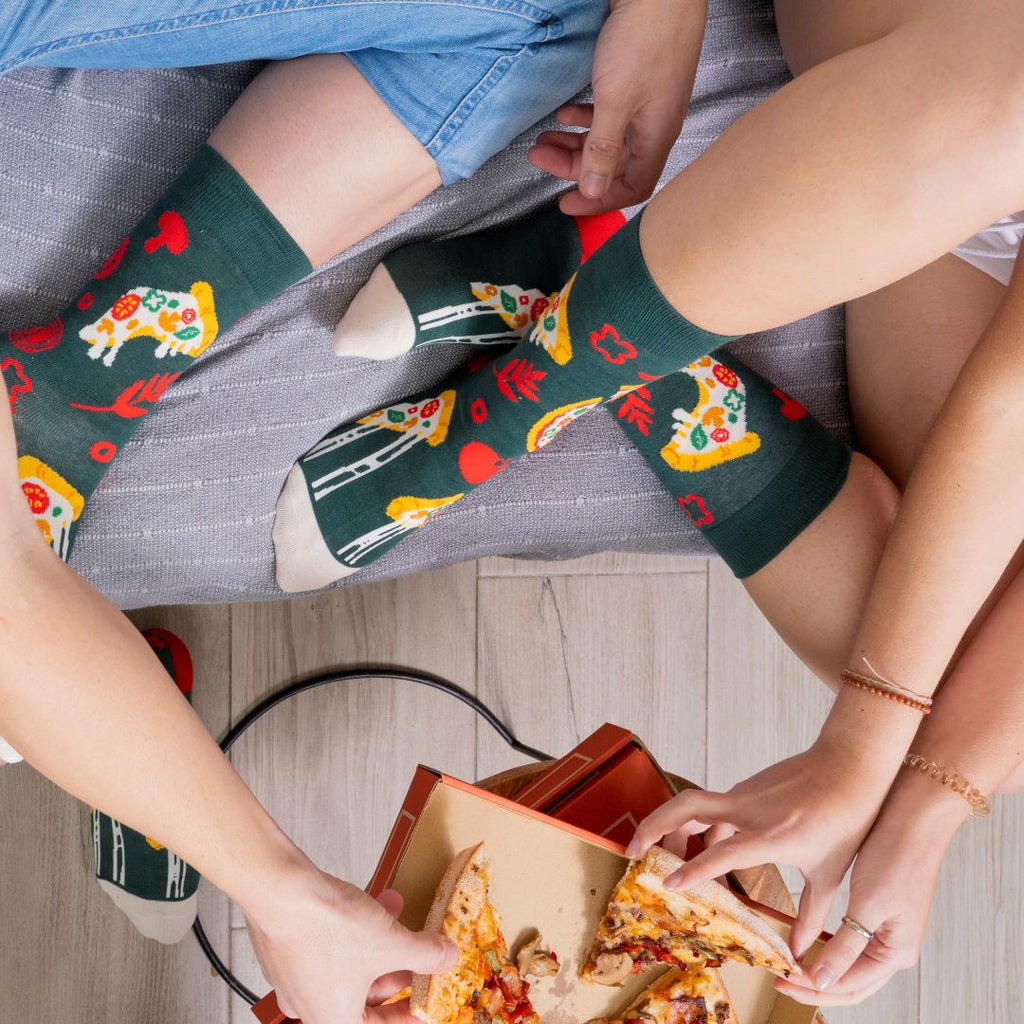 Calcetines media-caña de algodón, originales y divertidos, "Pizza"-Kylie Crazy