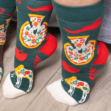 Calcetines media-caña de algodón, originales y divertidos, "Pizza"-Kylie Crazy