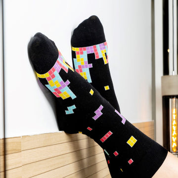 Calcetines media-caña de algodón, originales y divertidos, "Tetris"-Kylie Crazy