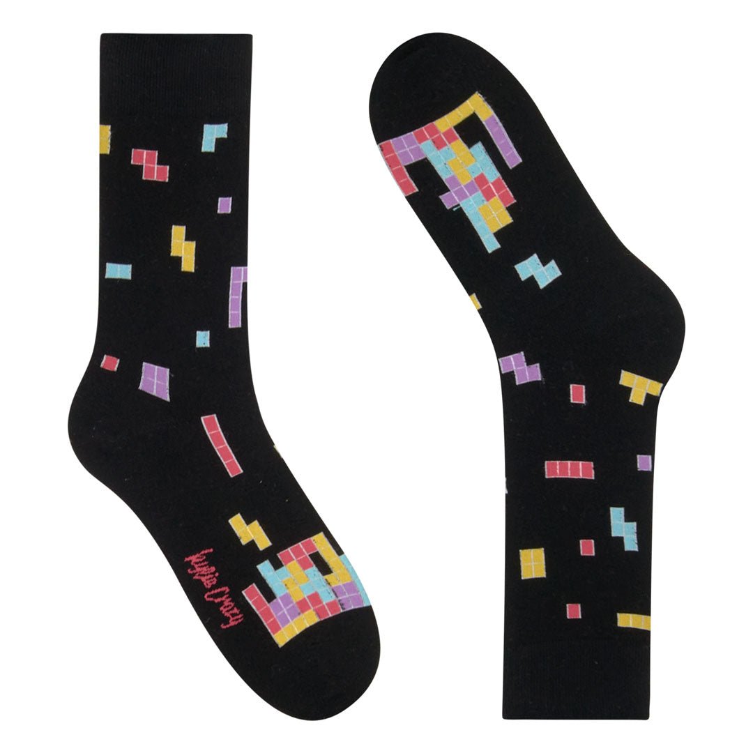 Calcetines media-caña de algodón, originales y divertidos, "Tetris"-Kylie Crazy