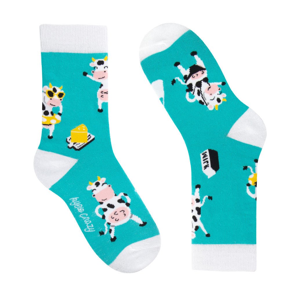Calcetines divertidos de algodón para niño, resistentes y originales "Vaca"-Kylie Crazy
