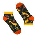 Calcetines tobilleros de algodón, divertidos y originales en tonos negro y naranja. Jirafa-Kylie Crazy