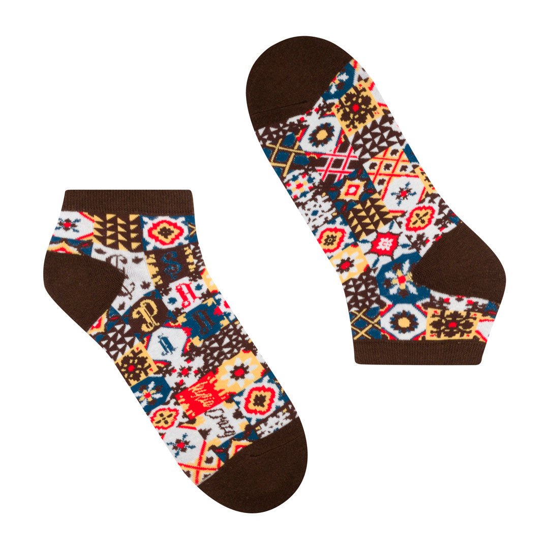 Calcetines tobilleros de algodón, divertidos y originales multicolor. Mosaico España-Kylie Crazy