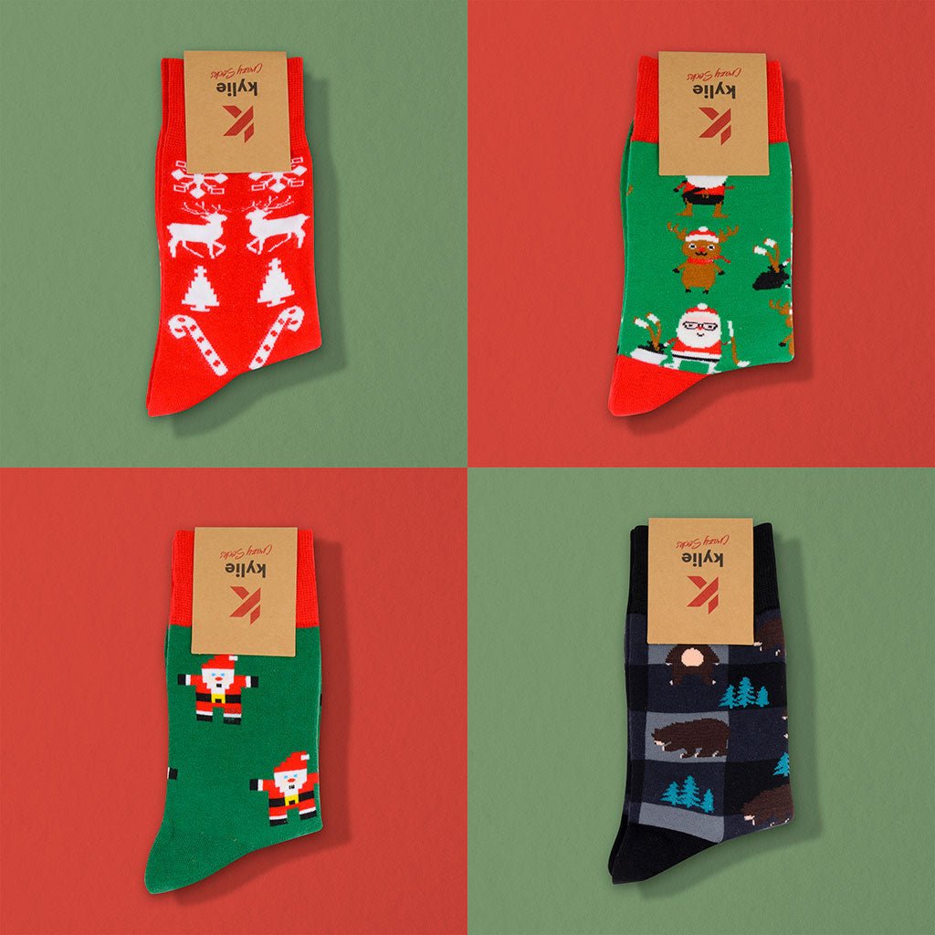 Pack de 4 calcetines de alegres motivos navideños, WHITE CHRISTMAS-Kylie Crazy